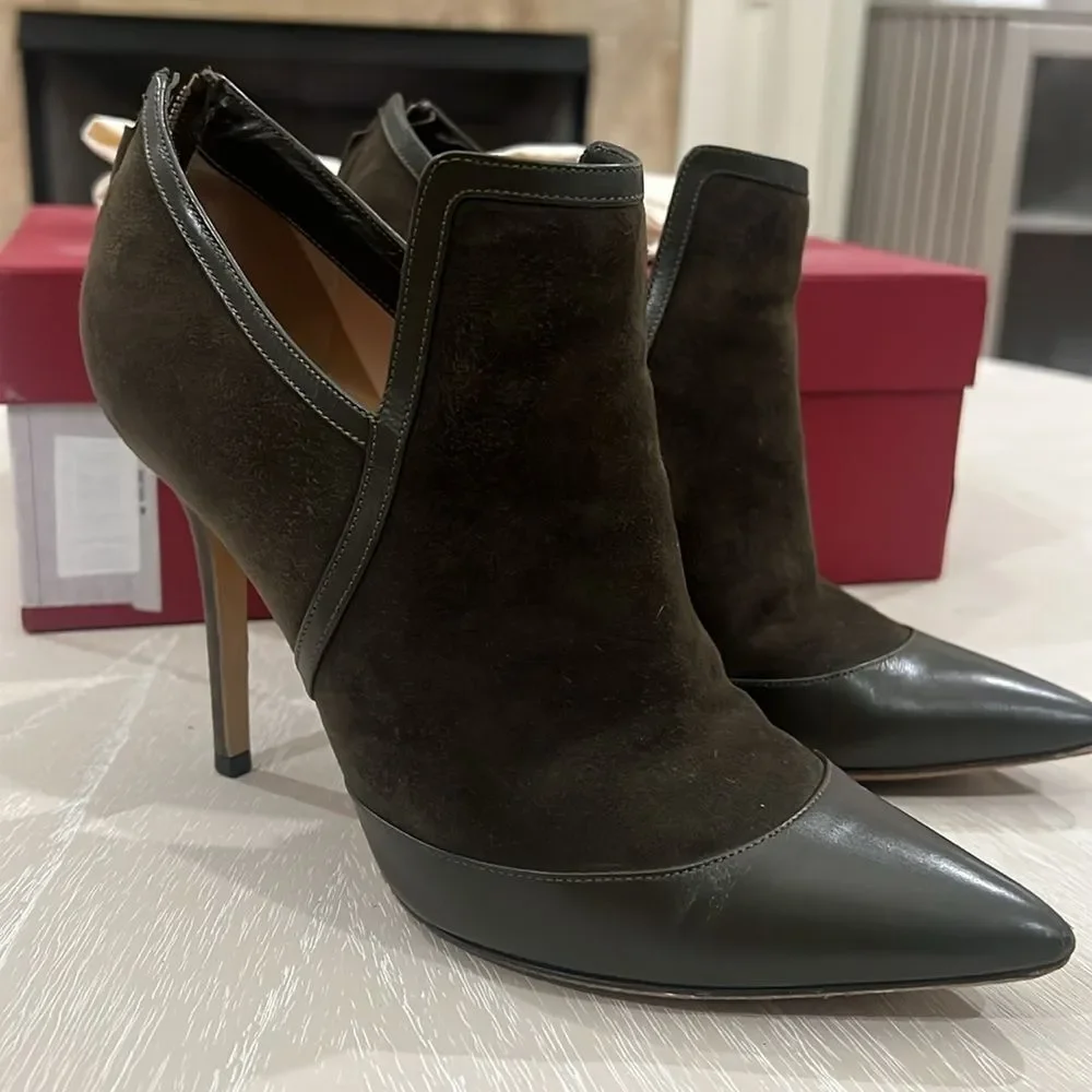 Salvatore Ferragamo Suede Heeled Booties Women's Size: 7.5 B